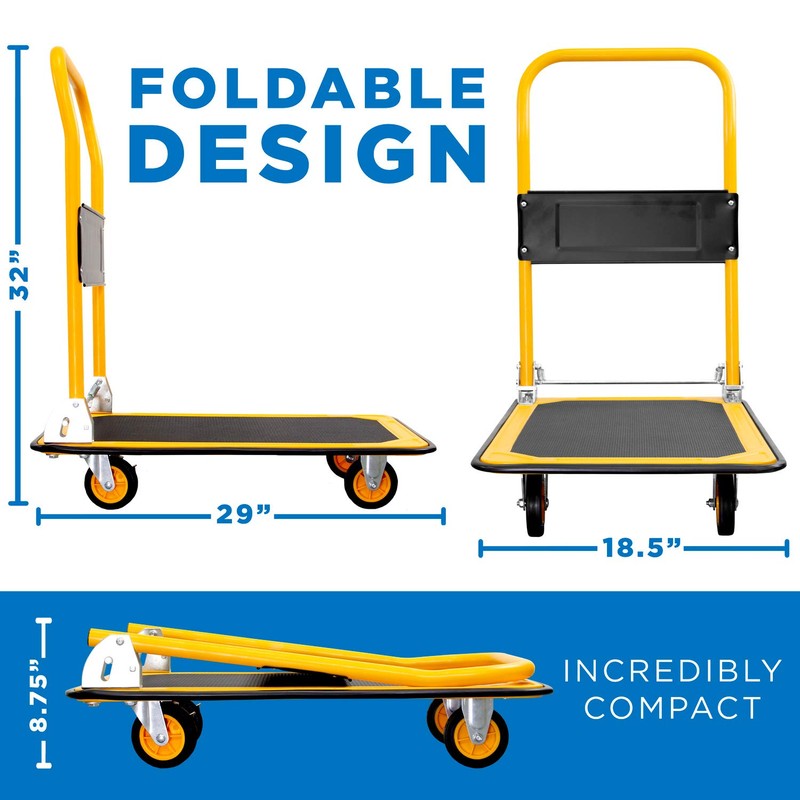 Mount-It! Folding Hand Truck Dolly Platform Truck, 330 lb Heavy