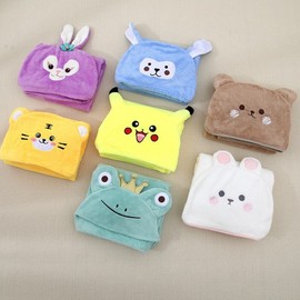 Kids Coral Fleece Poncho Towel, Children's Hooded Bath Towel, Newborn Bath Wrap, Square Baby Wrap Blanket Kids Purple Star Black Rabbit+70*140 4ea