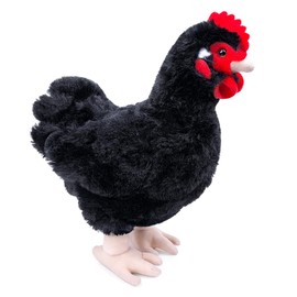 RLOMUTE 12.6 Zoll Schwarz Huhn-Plüschtier realistisches Henne-Stofftier weiches Farm kuscheliges für Gastgeschenke Begleiter Schlafzimmer Auto Heimdekoration Sammlergeschenk für Kinder Jungen Mädchen