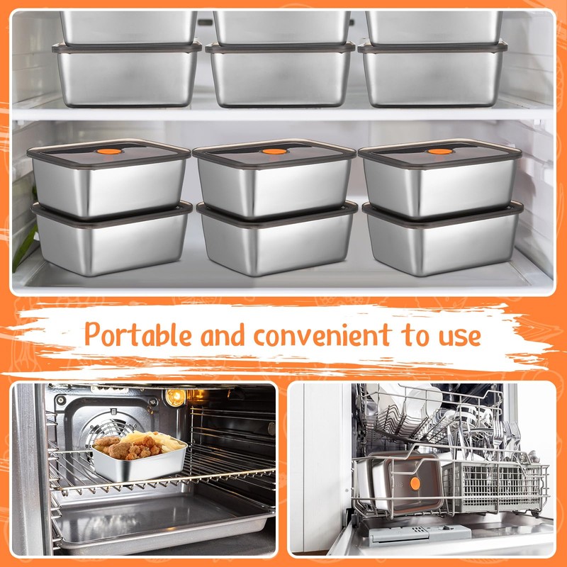 Layhit 10 Set Stainless Steel Food Containers with Lids Metal