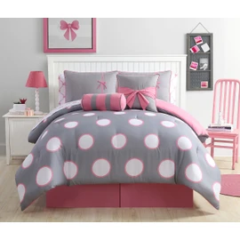VCNY Home - Full Bed in a Bag, 10-Piece Bedding Set with Matching Sheets & Bedskirt, Ideal for All Seasons, Cozy Chic Home Decor (Sophie Black/Pink, Full)