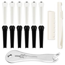 12 PCS Acoustic Guitar Bridge Pins with 2 PCS Guitar Saddle Nut and 1 PCS Bridge Pin Puller Remover, Guitar Bridge Pins, Guitar Pegs Replacement Parts and Accessories
