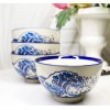 Pack Of 4 Blue Japanese Hokusai Great Wave Design Ceramic