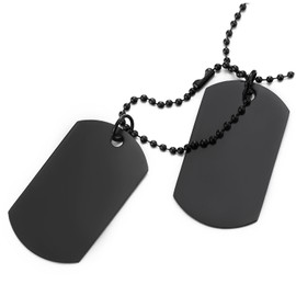 COOLSTEELANDBEYOND Classic Two Piece Men's Dog Tag Pendant and 69 cm Ball Chain, Metal, No Gemstone