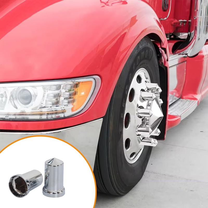 33mm Chrome Plastic ABS Lug Nut Covers Bullet Flanged Push-on