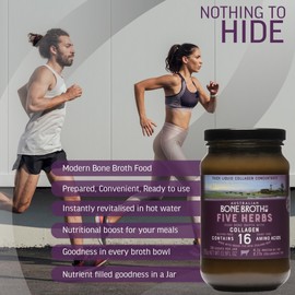 ABBCo Five Herb Beef Bone Broth Concentrate with Italian Herbs – Premium Grass-Fed Beef Bone Broth for Keto Diet, Nutritional Beverage & Flavor Boost - Zero Sugar