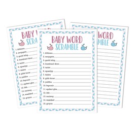 Inkdotpot Set Of 50 Baby Shower Word Scramble Game Cards It’s A Boy It’s A Girl Gender Reveal Party Supplies-Fun Baby Shower Game Favors