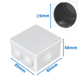 Pack of 4 Junction Box Waterproof IP65 100 x 100 x 70 mm ABS Housing Junction Box IP55 White Junction Box 85 x 85 x 50 mm Indoor Outdoor Plastic Plug Screw Connection Electrical Box