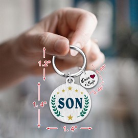Yobent Son Christmas Keychain Gifts, I Love You Son Key Chain Drive Safe Son Present from Mom Dad, Best Son Gift Ideas for Birthday Thanksgiving Xmas
