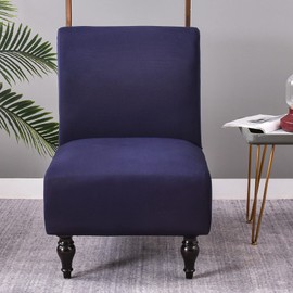 Jusmate Armless Accent Chair Cover Slipcover, Stretch Chair Slipper Super Fit Armless Chair Furniture Protector Cover Slipcover for Living Room Hotel (2 Pack, Navy)