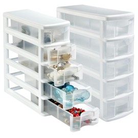 Italhome - 2 Mini Organizadores multifuncionales, Ideal para la Organización de Maquillaje, Joyas, Papelería, Suministros Médicos, Organizador de Escritorio con 5 Cajones