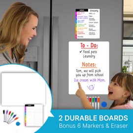 Fridge Magnetic Dry Erase Whiteboard - Fridge Whiteboard - Magnetic Whiteboard - Small Magnetic Whiteboard for Fridge - Locker -Magnetic Dry Erase Board for Fridge - Refrigerator White Board Dry Erase