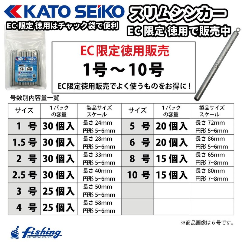 Slim Sinker, No. 3 to No. 10, Economical Use, Made