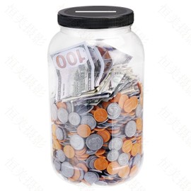 Yamahiko Large Clear Coin Bank Jar with Slotted Lid, One Gallon Plastic Money Tip Change Savings Coin Jar for Coin or Raffle Ticket, Big Clear Money Coin Tip Piggy Change Bank Box for Adults Teens