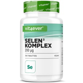 Selenium with 200 mcg of selenium per tablet, 365 tablets, daily only 1 tablet, 1 year of continuous supply, sodium selenite, inorganic, 100% vegan, Vit4ever