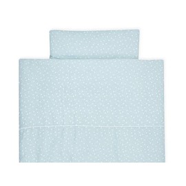 KraftKids Muslin Mint Dandelions Bedding Set with Pillow 40 x 60 cm and Duvet 135 x 100 cm, Cotton Duvet Cover, Handmade Bed Linen, Made in the EU