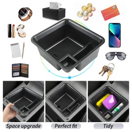 SKTU Centre Armrest Organiser Compatible with V*W T-Cross 2018-2023 2024 Multifunctional Storage Box for Centre Console Armrest with Non-Slip Pad (White)