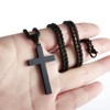 RS Black Cross Necklace for Men Boys, Stainless Steel Cross