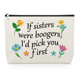 Funny Sister Gifts for Women Makeup Bag Sister Birthday Gifts for Her Adult Best Friend Bff Bestie Friendship Present Cosmetic Bag Christmas Mothers Day Present for Big Sis Travel Cosmetic Pouch