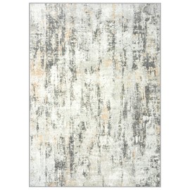 9x12 Area Rugs Washable Rug: Modern Abstract Living Room Rug Soft Anti-Skid Thin Carpet Indoor Floor Non-Shedding Carpets for Bedroom Dining Room Farmhouse Nursery Home Office Grey Brown