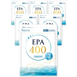 YONEKiCHi EPA DHA Supplement, EPA400 mg, DHA 100 mg, Fish Oil, Blue Fish, Mackerel, 120 Capsules, 30 Day Supply, Set of 6 Bags