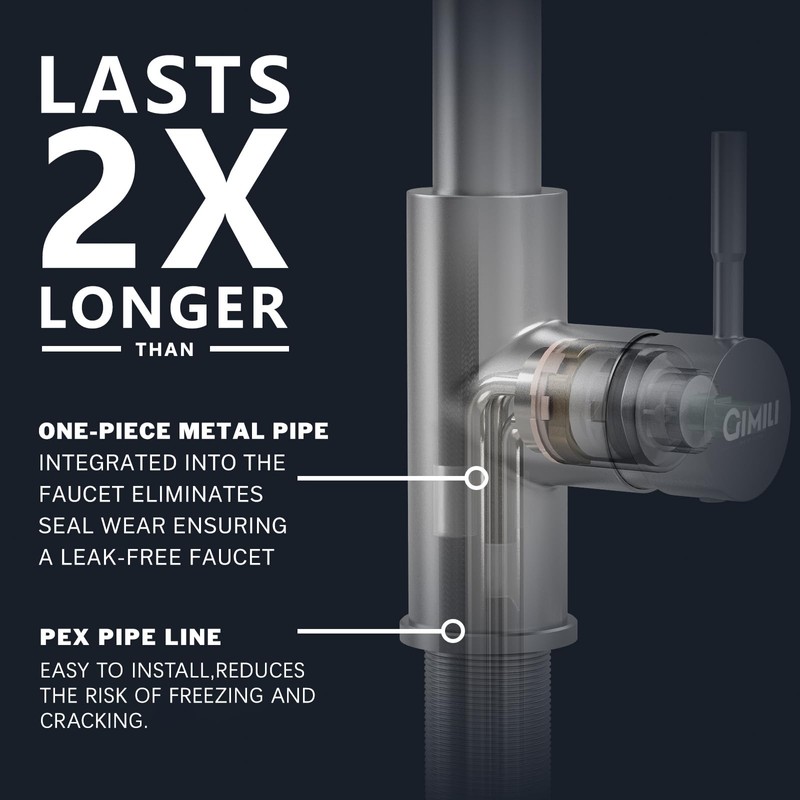 GIMILI Black Kitchen Faucet with Pull Down Sprayer Single Hole