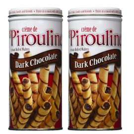 Creme De Pirouline Dark Chocolate Artisan Rolled Wafers All Natural 3.25 Oz Tins (2 Tins)