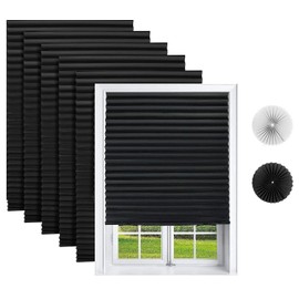 Changshade Changshade 6-Pack Temporary Paper Shades for Windows, Blackout Pleated Room Darkening Shades with Adhesive and 12 Clips, No Drill No Tools and Easy to Install, Cut to Any Size, 36W * 72H, Black