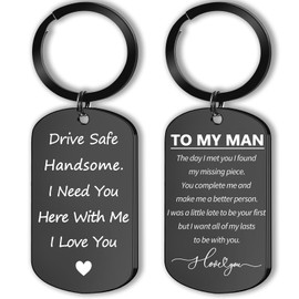 GENLGE Christmas, Anniversary, Birthday, Valentine’s Day Gifts for Men - Drive Safe Keychain for Him, Boyfriend, Husband, Mens Stocking Stuffers