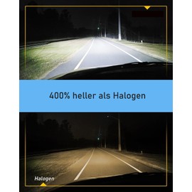 MGCOKINILY Halogen Car Bulbs H4 55W 400% Brightness as Halogen Bulbs 11000LM 6000K Cool White 1:1 Mini Size Pack of 2