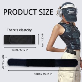 KEYRI Pack of 4 belts without buckle for men, adjustable belt, men's work belt, unisex, invisible elastic belt for sports, travel, quick pass through airport security, black