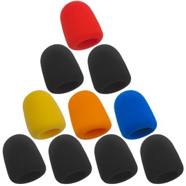 10 pcs Microphone Windscreen, lyfLux 5 Colors High Density Cotton Microphone Windscreen, Compatible with SM58 Microphone (6 Black and 1 Yellow, Blue, Orange, Red)