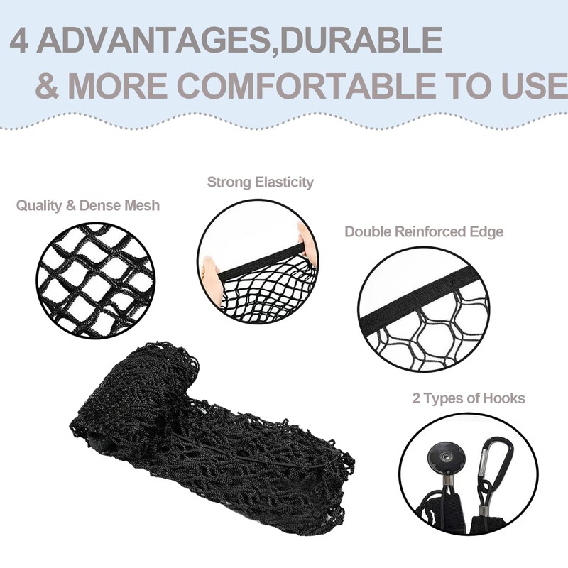 Cargo Net Stretchable，Car Exterior Accessories for SUV, Jeep, Trucks, Double-Layered