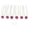 Bridal/Wedding/Prom/Party Set Of 6 Fuchsia Austrian Crystal Hair Pins In