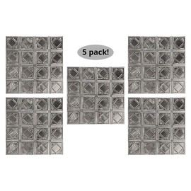 American Tin Ceilings [5 Pack 24" x 24" 100% Tin Nail-Up Ceiling Tiles | Pattern #19 Unfinished Traditional, Modern, Repeating Diamonds for Ceilings & Kitchens
