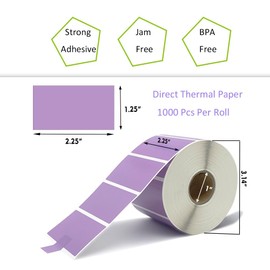 Hcode 2.25" X 1.25” Direct Thermal Labels Barcode Address Labels 1000Pcs/Roll Compatible with Rollo & Zebra Desktop Printers