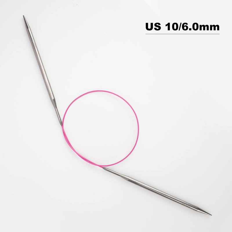 Aeelike Circular Knitting Needles 60cm 6mm, Metal Circular Needles for
