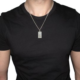 Solid 925 Sterling Silver Large St Christopher Ingot Pendant 30mm x 16mm With Optional 1.8mm Wide Diamond Cut Curb Chain In Gift Box (available in 16" to 40")