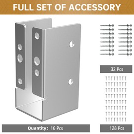 Concealed Joist Hanger(16 PCS),2"x4" Galvanizing Steel Outdoor Concealed-Flange Joist Bracket with Screws, Concealed-Flange Hanger Bracket for 2"x4" Beam,Swing, Fence,Handrail