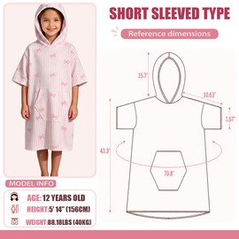 NABURGRI Kids Hooded Poncho Towels, Wearable, Absorbent Hooded Beach Towel for Girls and Boys Girls 7-14 Years Cartoon- Themed Wearable Towel Perfect for Kids At The Bath, Beach