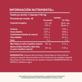 LIFE 360+ Maca Mix | 240 Cápsulas | Mezcla de Maca Negra, Maca Amarilla, Maca Roja y Celulosa | Suplemento Alimenticio | 240 Cápsulas de Gelatina Dura a Base de Maca | 240 Cápsulas por Envase