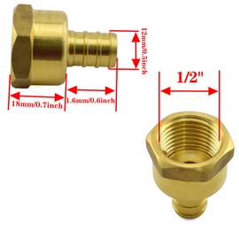 SDTC Tech 2-Pack 1/2 Inch PEX to 1/2 Inch NPT Female Thread Pipe Fitting Lead-Free Brass Barb Crimp Pipe Straight Coupling Adapter