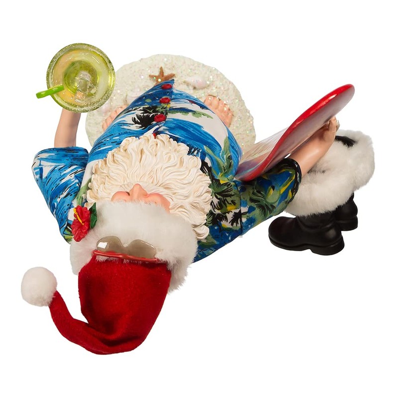 Kurt S. Adler 11-Inch Fabriché Santa with Surfboard and Drink