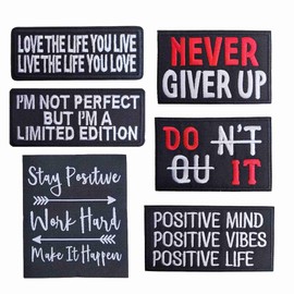 6Pieces Positive Affirmation Sayings Iron On Patch, Custom Trendy Motivation Quotes Durable Iron-On Embroidery Patch for DIY Crafts Hats Clothes Backpacks