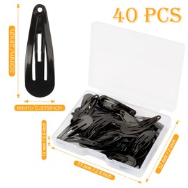 40PCS Black Snap Hair Clips, 2Inch Hair Clips Metal, Hair Clips Slides, Beauty Hair Accessory, Metal Snap Barrettes, Hair Barrettes for Kids Women