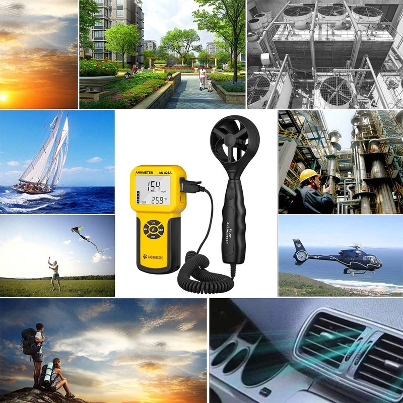 AIOMEST Digital Anemometer Wind Gauge, CFM Hand Held, AI-826A Wind