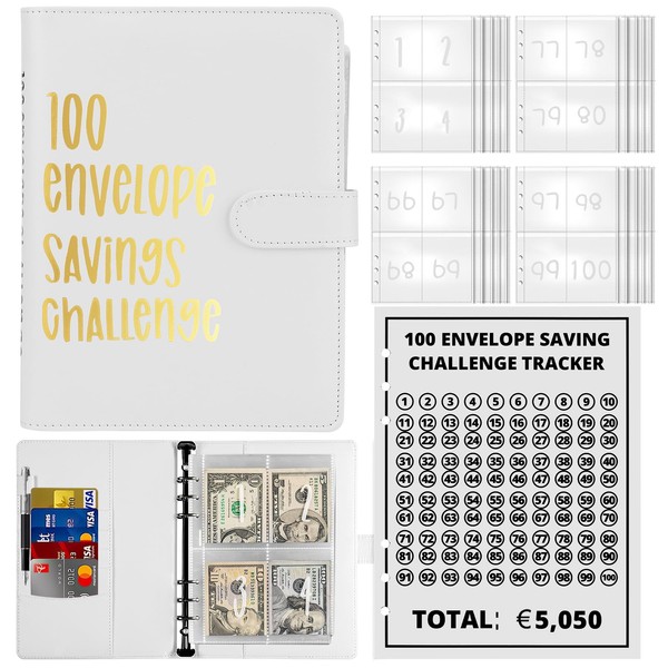 100 Envelopes Money Saving Challenge Binder, A5 Money Saving Binder