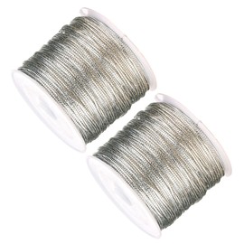 WOONEKY 2roll Stretchy Silver String for Bracelets Elastic Stretch Cord Creative Wrapping Rope DIY Decorations
