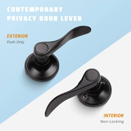 KNOBWELL 3 Pack Interior Door Handles Matte Black Door Levers Passage Function Door Handle Set/Door Levers, Non-Locking Door Handles Universal Handing