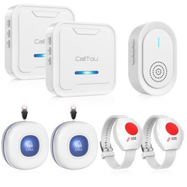 CallToU CallToU Wireless Caregiver Pager Call Button for Elderly - Nurse Alert System with 2 SOS Panic Button, 500+ Feet Range, 1 USB Receiver & 1 Plug-in Receiver for Home Care Seniors Monitoring